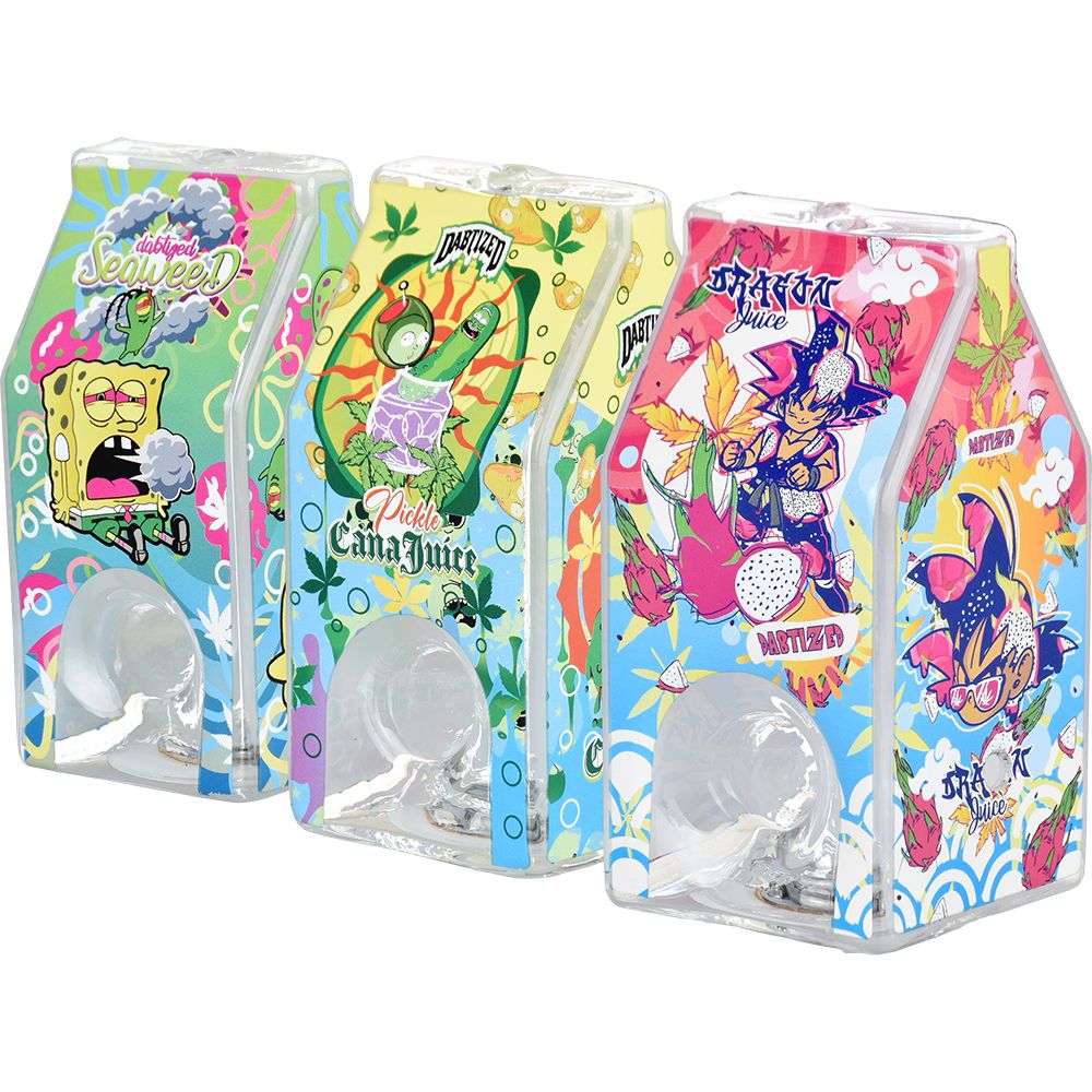 Dabtized Juice Carton LED Glass Hand Pipe - 3.75"