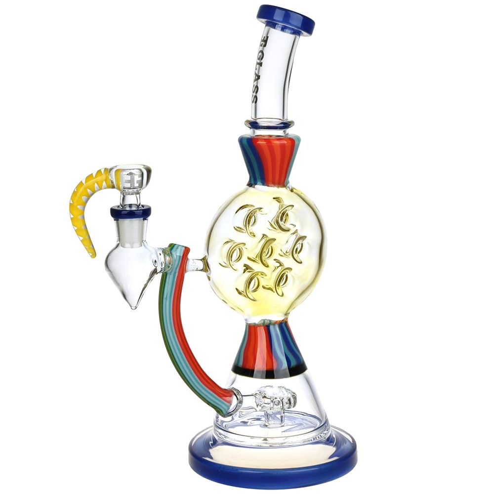 EG Glass Rainbow Striped Glass Water Pipe - 11" / 14mm F