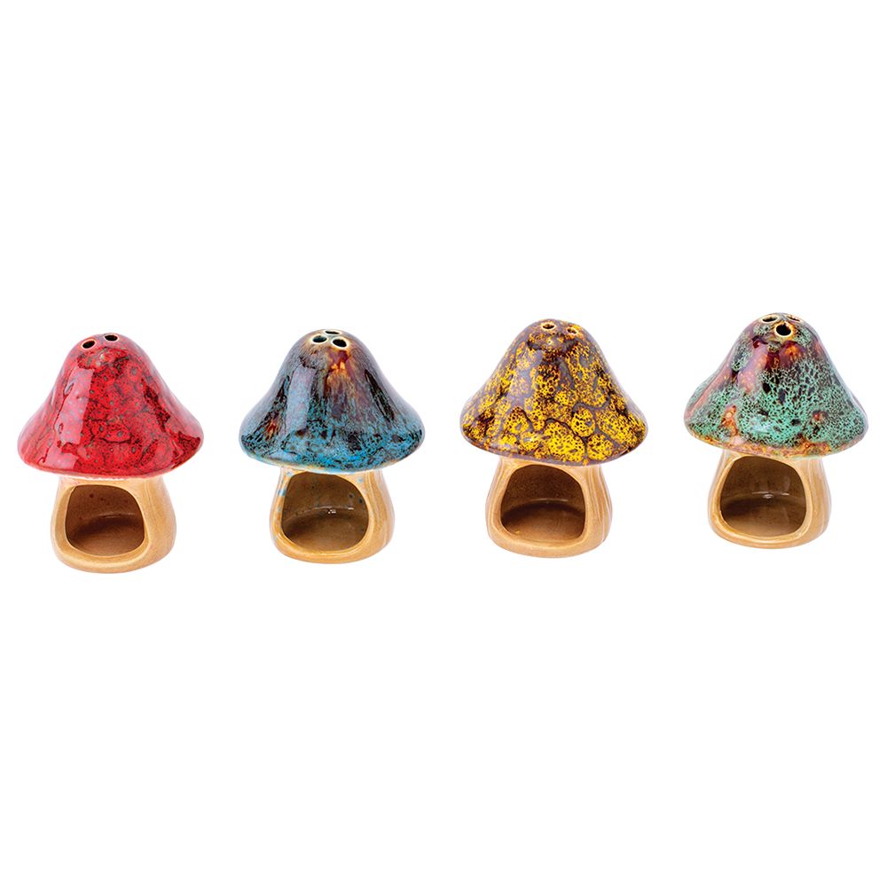 Fujima Small Glazed Mushroom Cone Ceramic Incense Burner - 6ct