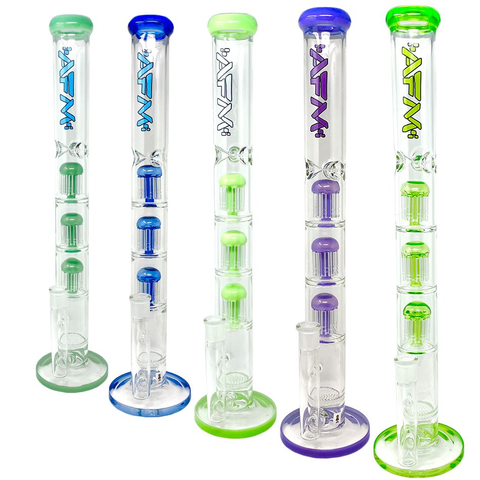 21" AFM Ripper Triple Tree Perc Glass Straight Tube Bong