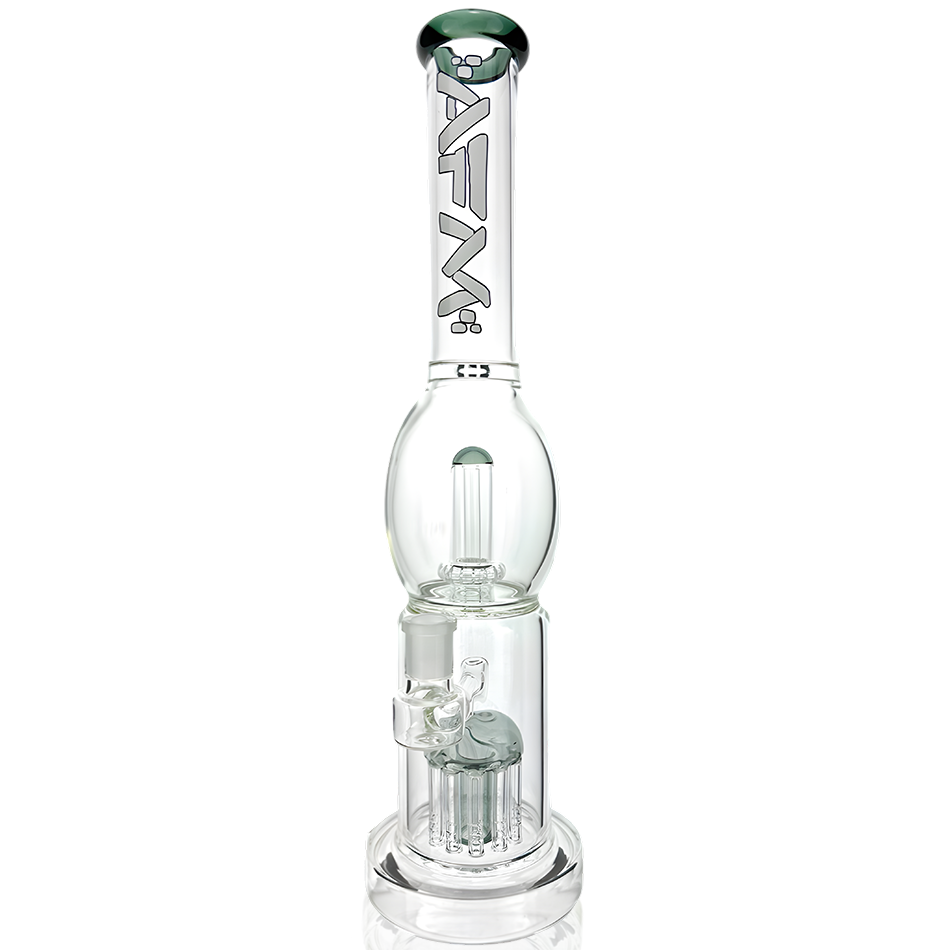 16" AFM Glass UFO Arm Double Perc Glass Straight Tube Bong