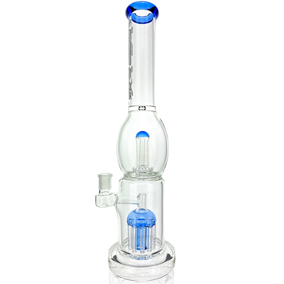 16" AFM Glass UFO Arm Double Perc Glass Straight Tube Bong