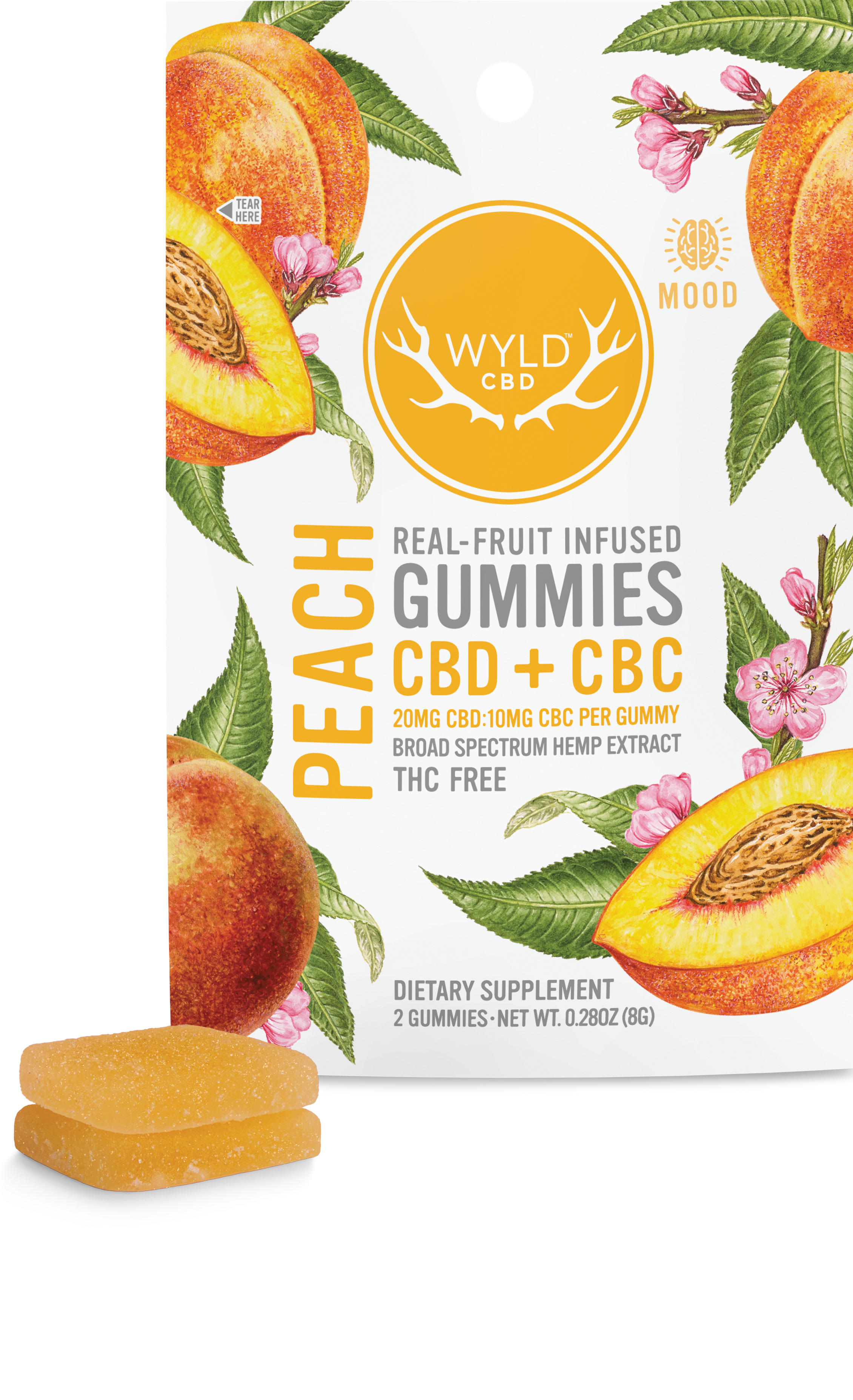 WYLD Real Fruit CBD + CBC Gummies Peach (60MG -1200MG)