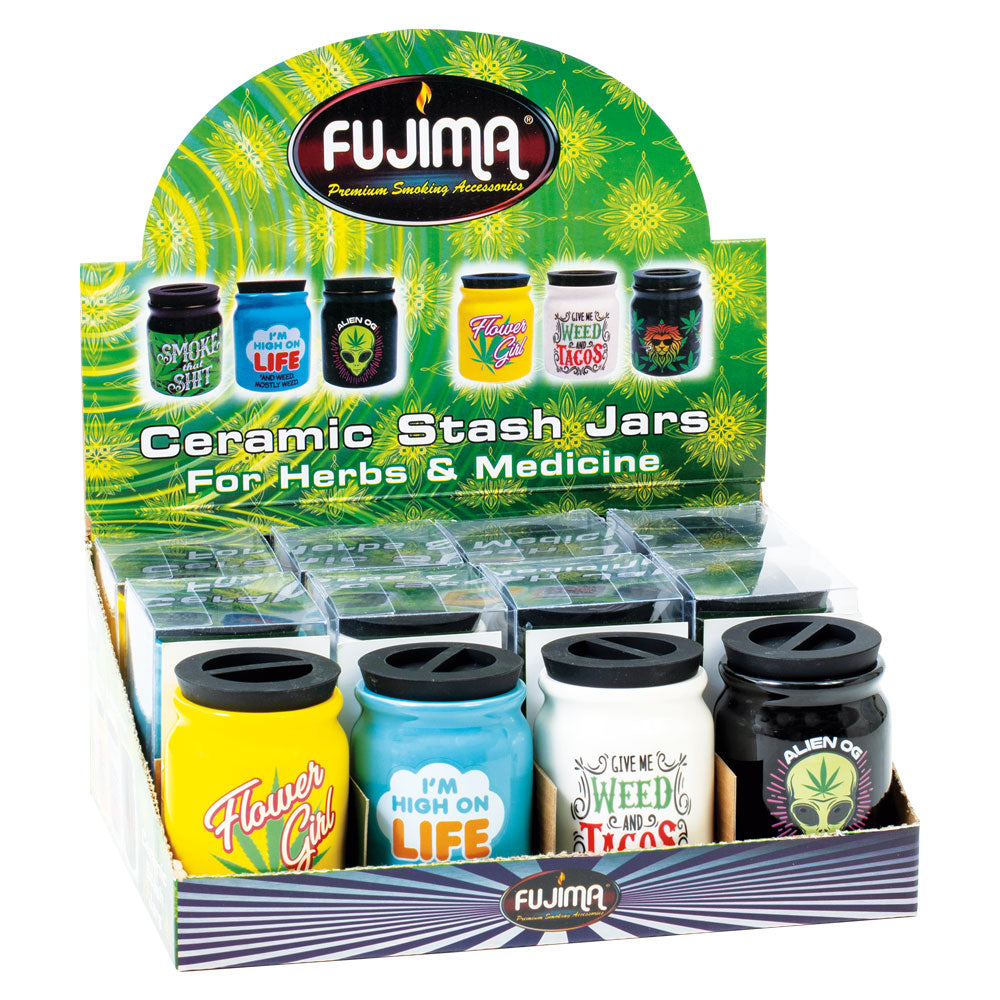 Fujima Stash It! Ceramic Storage Jars - 3"/Asst - 12PC
