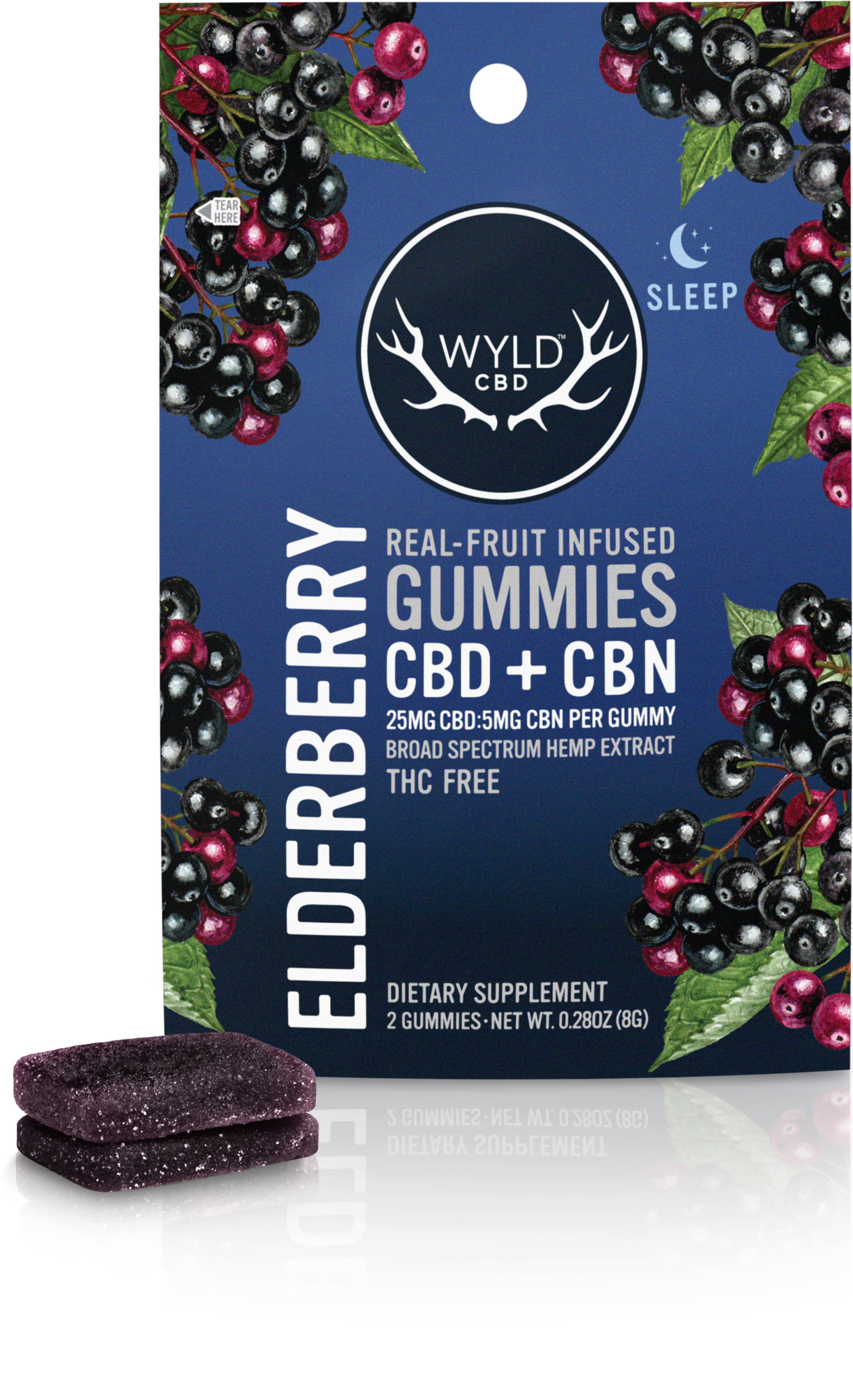 WYLD CBD Real Fruit Infused CBD + CBN Sleep Elderberry Gummies