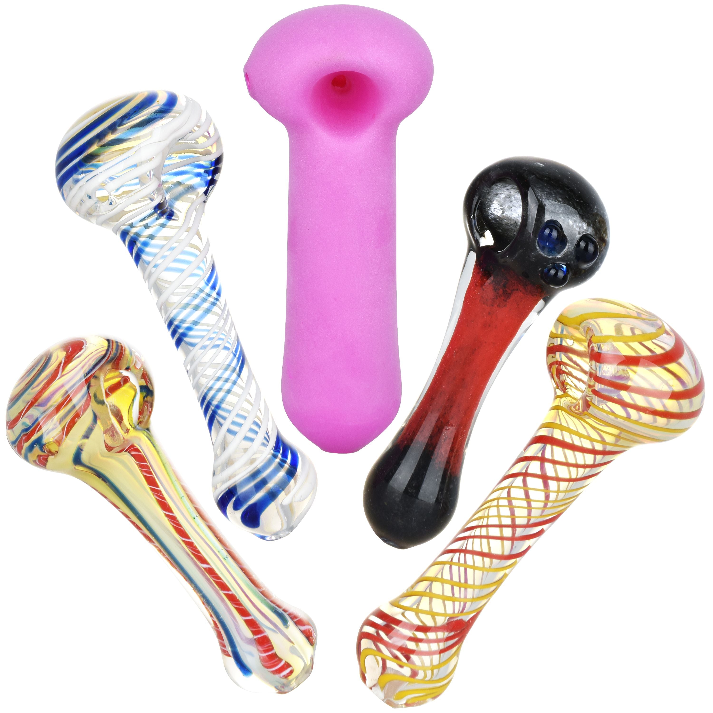 Eccentric Glass Spoon Pipes - 4.75" - 5.25" 20ct