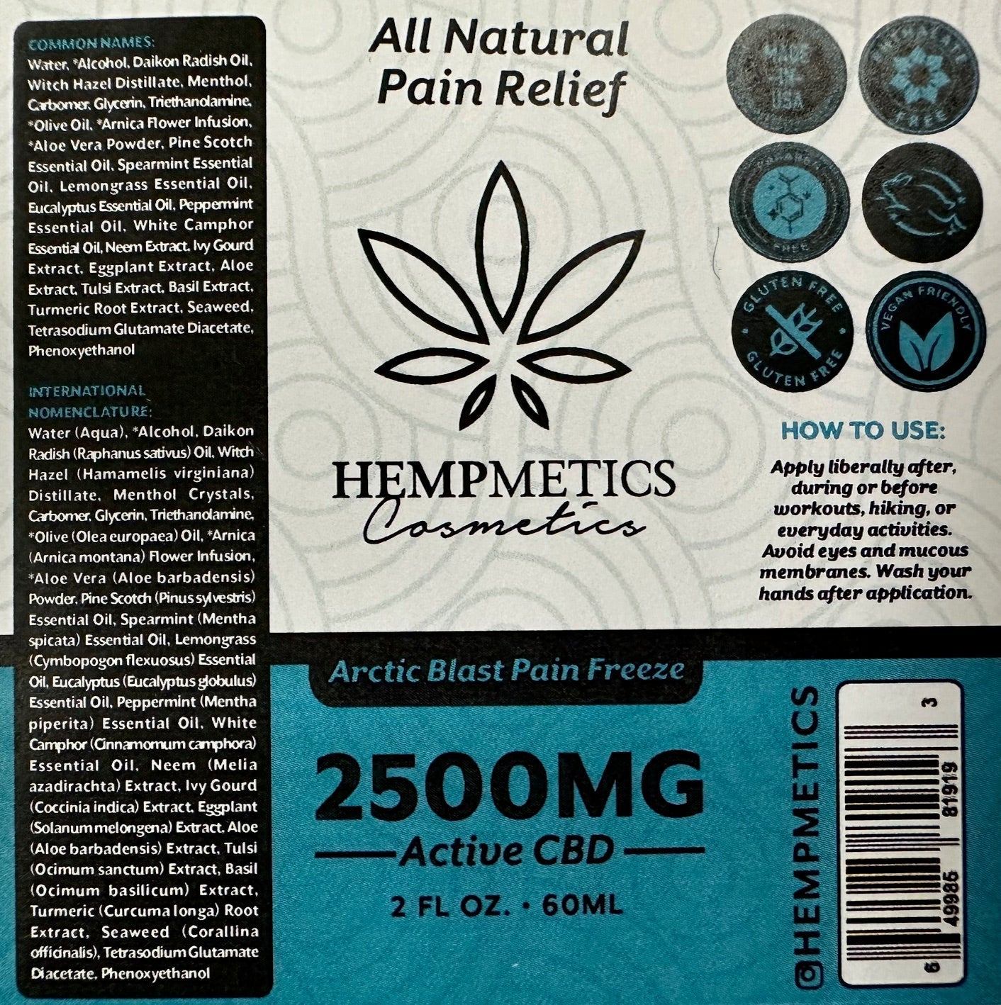 Hempmetics Arctic Blast Pain Freeze 2500 mg