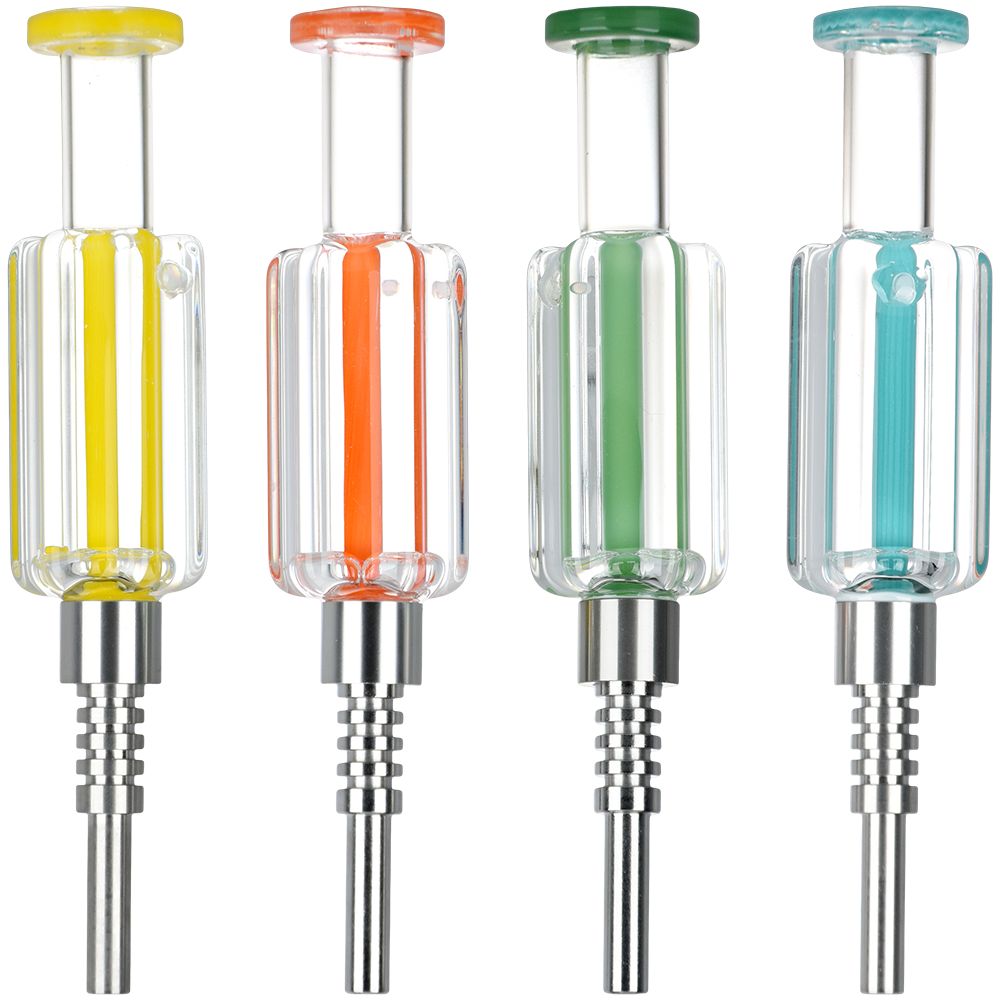 Go Go Glycerin Glass Dab Straw - Titanium Tip / 6.5" 4ct