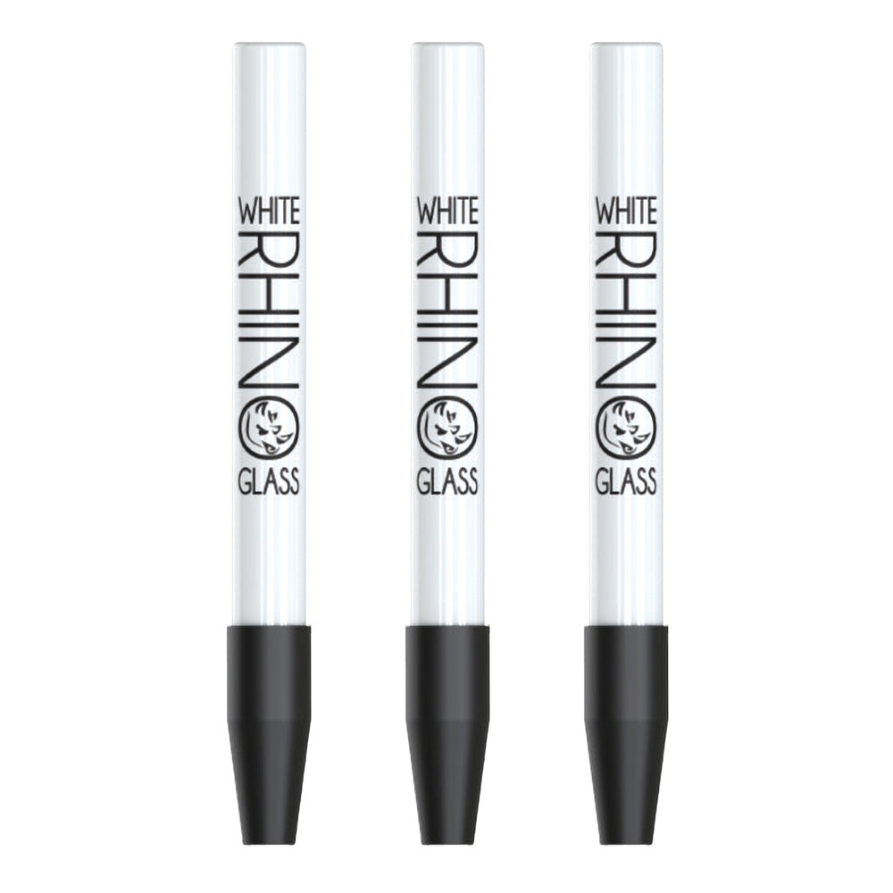 White Rhino Ceramic Dab Straw w/ Silicone Cap - 5" -25PC