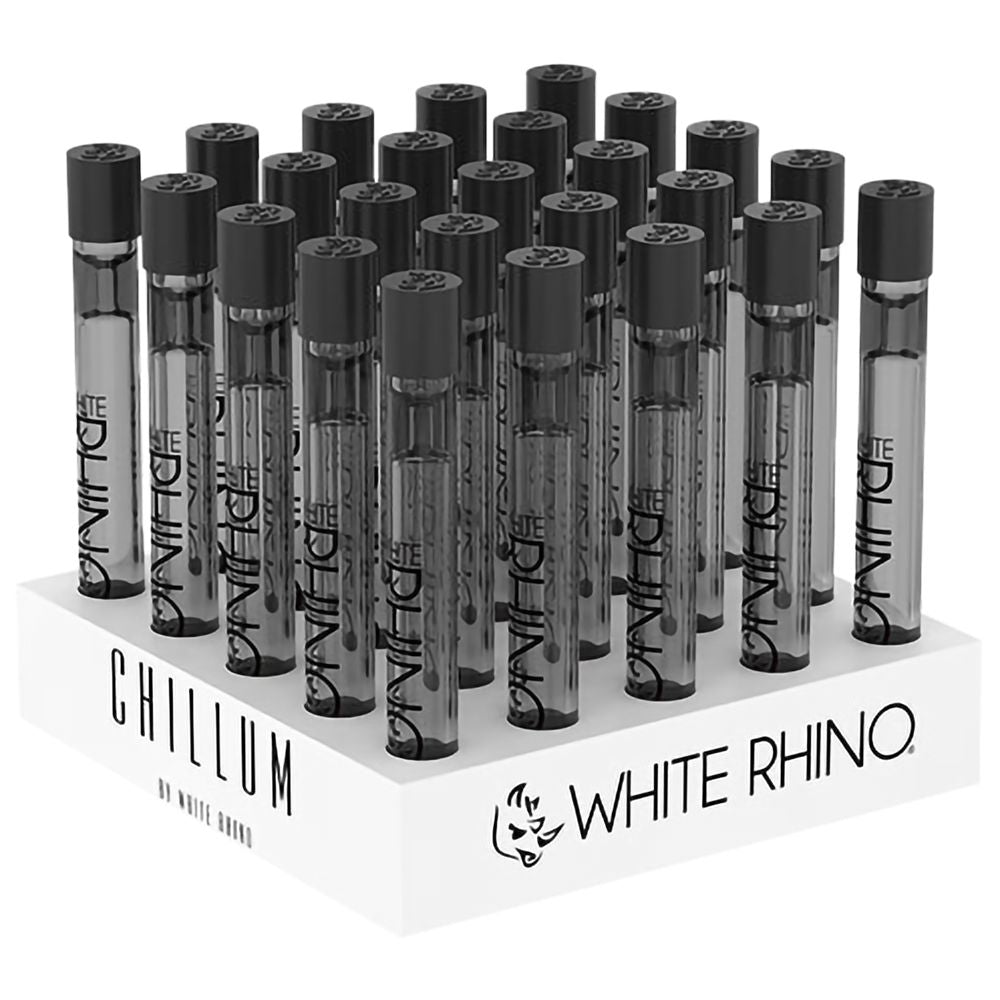White Rhino Black Glass Chillum w/ Silicone Cap - 4" 25ct