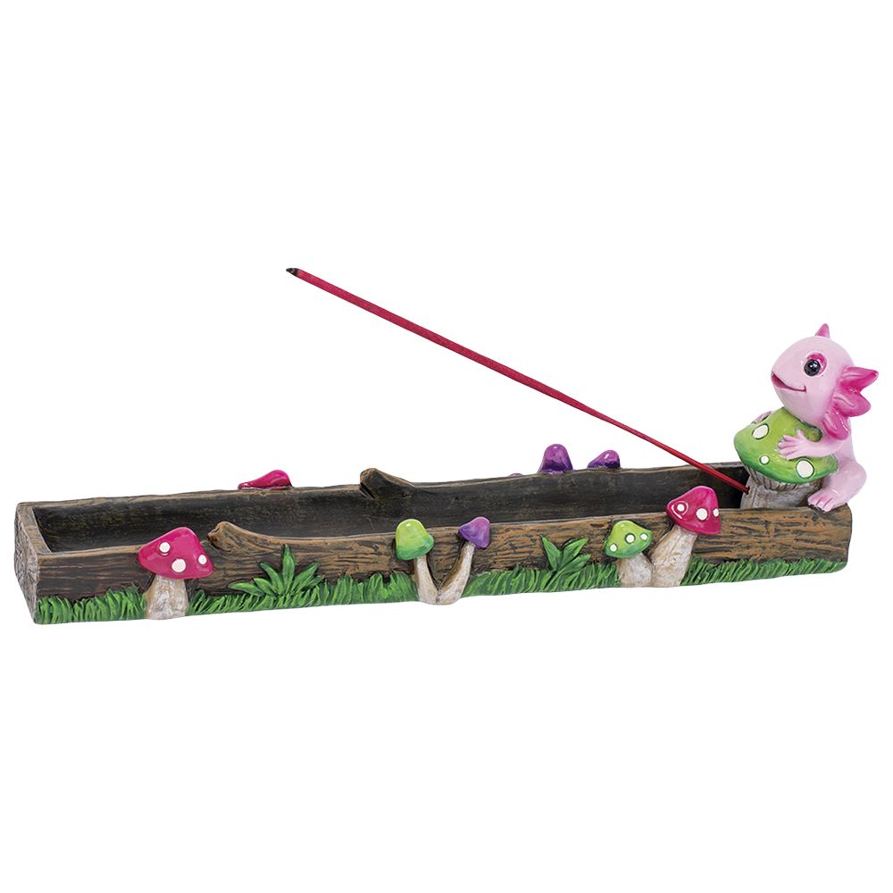 Fujima Pink Axolotl Mushroom Stick Resin Incense Burner - 10.5"