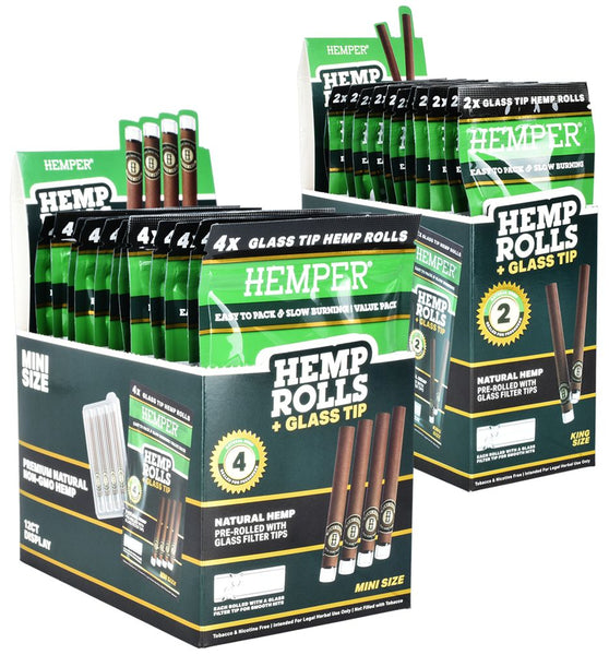 Hemper Hemp Rolls + Glass Tips | 12pk