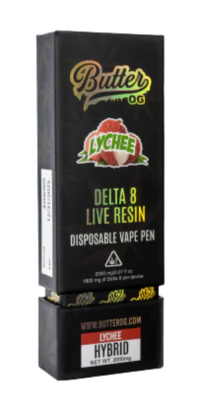 Butter OG Delta 8 Live Resin Disposable Vape 2G - Lychee (Hybrid)