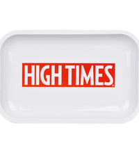 High Times Metal Rolling Tray w/ Lid - 11"x7" / High Times White