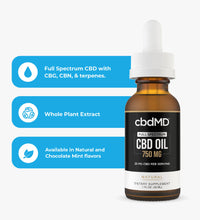 cbdMD Full Spectrum CBD Oil Tinctures - Natural