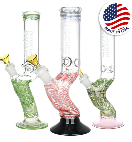 Phoenix Rising Hand Grip Water Pipe - 12"/14mm F/Colors Vary