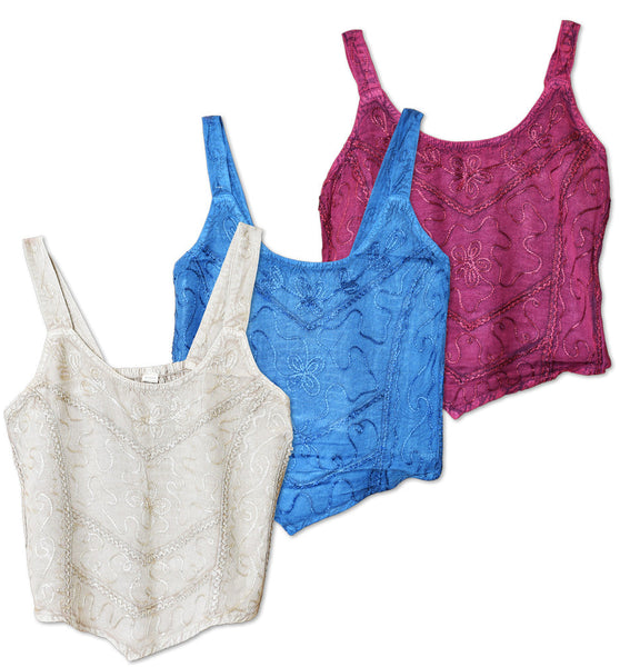 ThreadHeads Acid Wash Embroidered Tank Top - One Size / Colors Vary