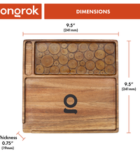 Ongrok Premium Natural Acacia Wood Tray | 9.5" x 9.5"