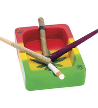 Fujima Rasta Hemp Leaf Playing Card Polyresin Ashtray