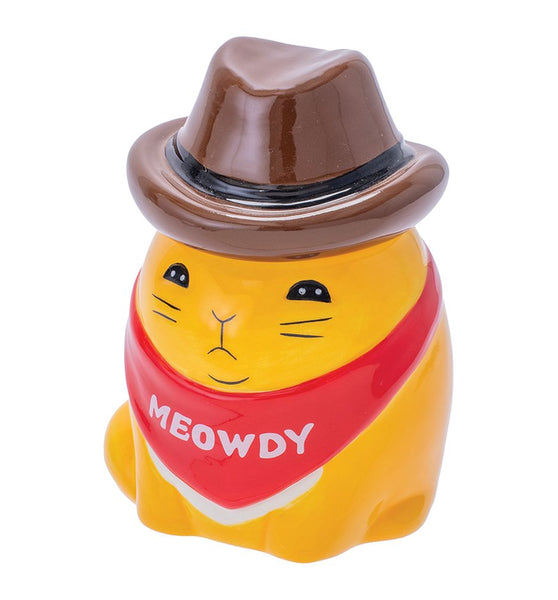 Fujima Meowdy Cat Cowboy Ceramic Stash Jar - 4.5"