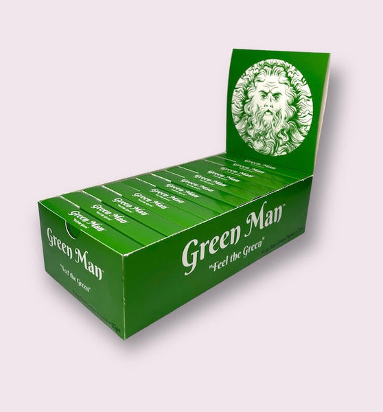 Green Man King Size Green Rice Papers with Pre-Rolled Tips Box