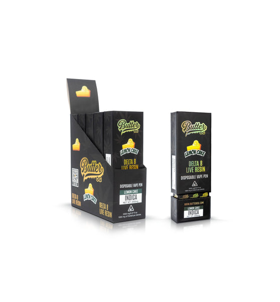 Butter OG Delta 8 Live Resin Disposable Vape 2G - Lemon Cake (Indica)