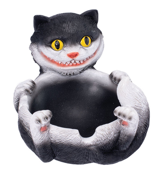 Fujima Trippy Tuxedo Cat Polystone Ashtray - 5"x3.5"