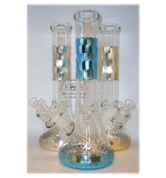 14 Inch Diamond Cut Designer Beaker Bong - Thick Glass 7mm