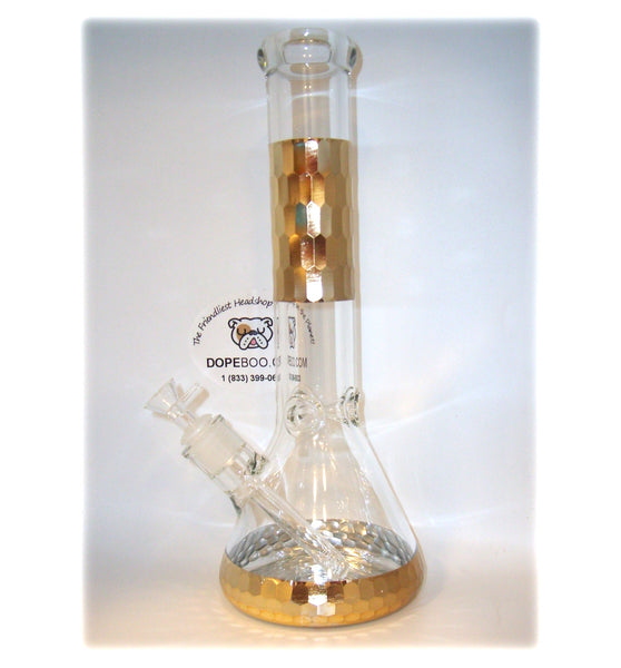 14 Inch Diamond Cut Designer Beaker Bong - Thick Glass 7mm