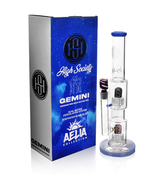 High Society | Gemini Premium Wig Wag Waterpipe (Blue)