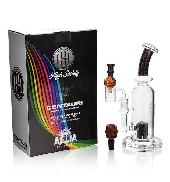 High Society | Centauri Premium Wig Wag Hybrid Pipe (Black Rainbow)