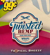 Twisted Hemp Organic Natural 4 Wraps Per Pack Tropical Breeze Flavor (3 Count)