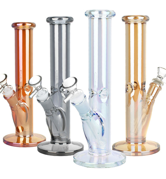 Infinite Splendor Glass Straight Tube Water Pipe - 9.75" / 14mm F / Colors Vary