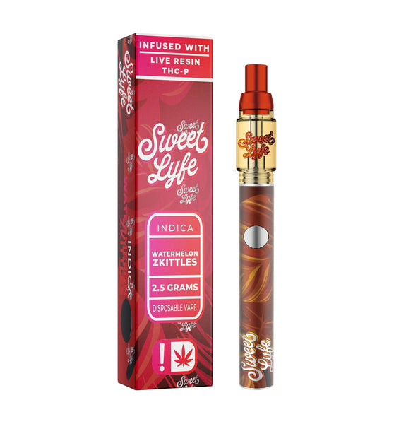 Sweet Lyfe Disposable Vape 2.5ml w Live Resin Delta + THCP - Watermelon Zkittlez - Indica