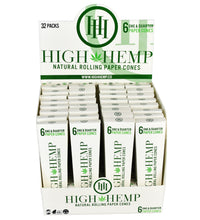 High Hemp Rolling Paper Cones - 6pk / 1 1/4" - 32PC DISPLAY