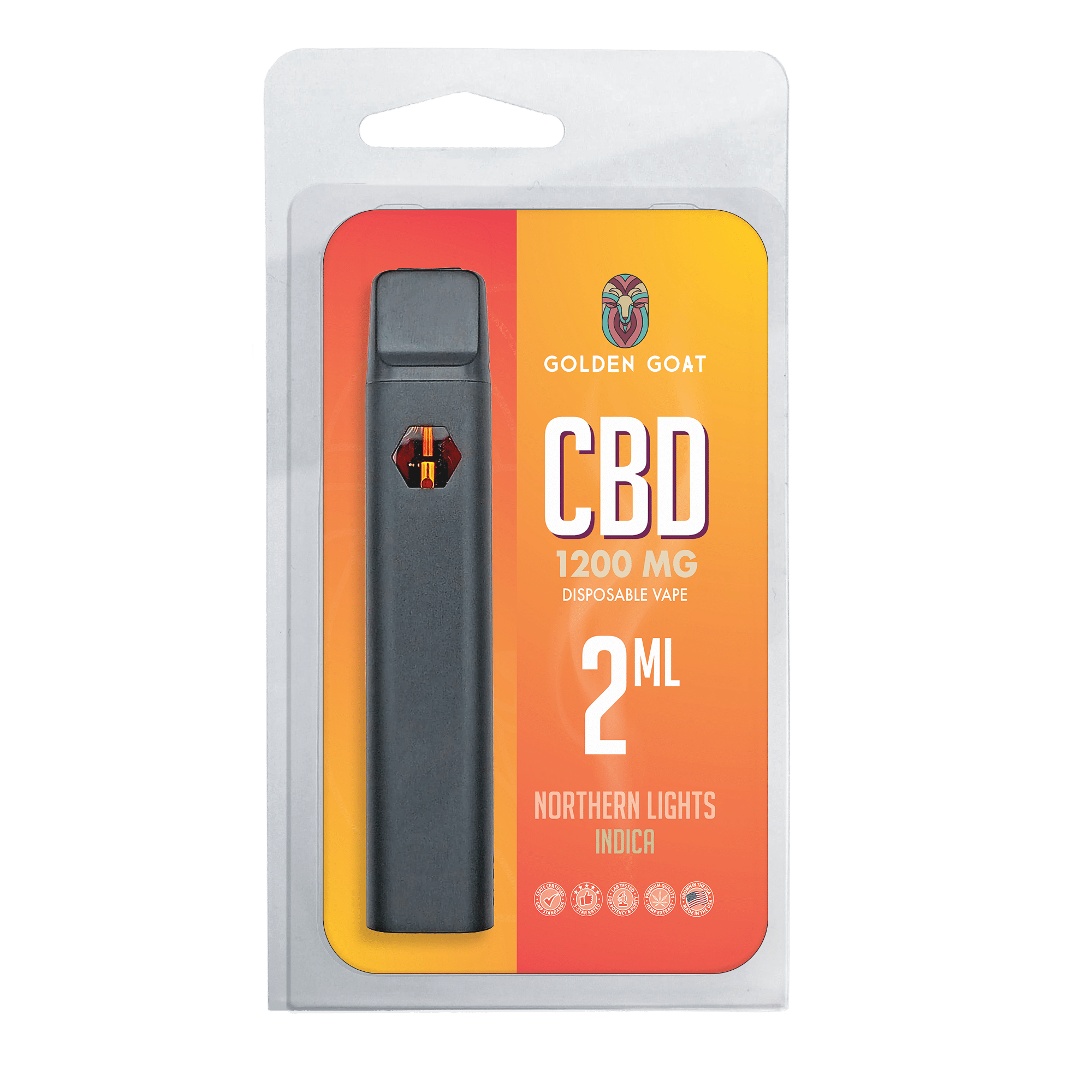 CBD Rechargeable Vape Device 1200MG, Northern Lights (Indica)