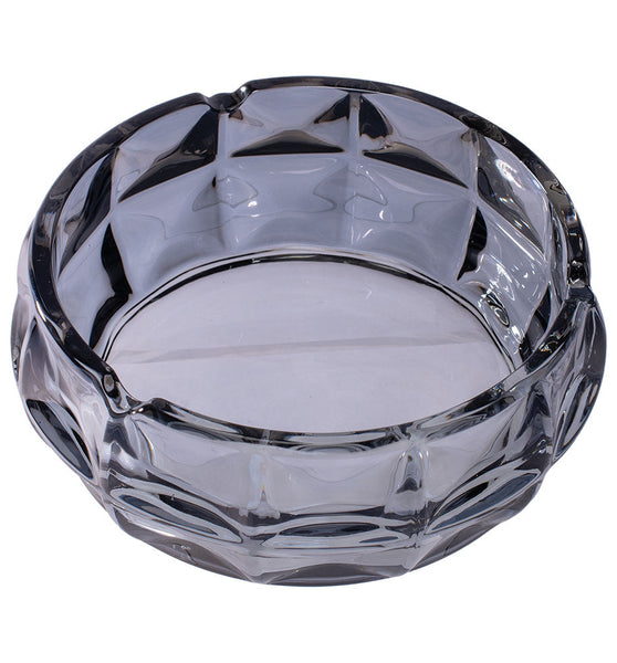 Fujima Exquisite Faceted Glass Ashtray - Clear Smoke / 6"