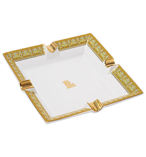 Lucienne Mosaic Border Square Ceramic Cigar Ashtray - 8.25"