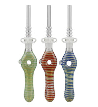 Glass Donut Dab Straw w/ Quartz Tip - 6.75"/10mm/Colors Vary