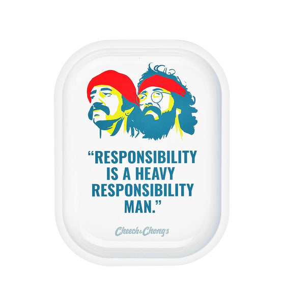 Cheech & Chong x Pulsar Mini Metal Rolling Tray - Responsibility / 7"x5.5"