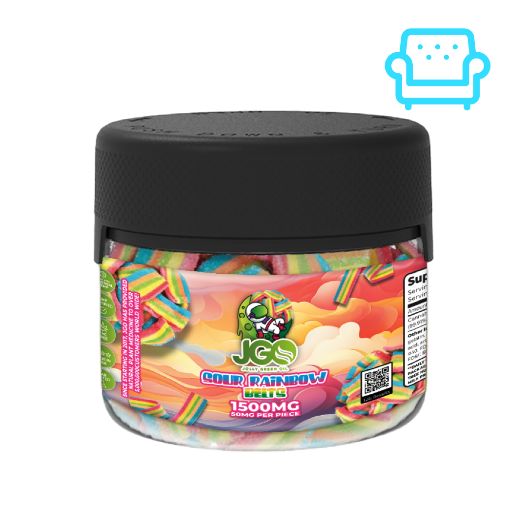 JGO CBD Sour Rainbow Belts, 1500 mg, 30 ct(THC FREE)