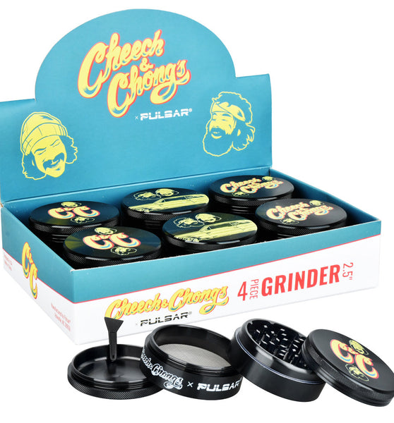 Cheech & Chong's x Pulsar Metal Grinder - Black / 4pc / 2.5" 6pcs