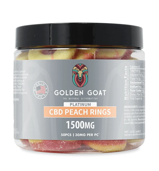 Golden Goat Platinum CBD Gummies 1500mg - Peach Rings