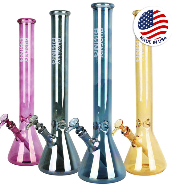 Phoenix Rising Shine Tall Beaker Water Pipe-18"/14mm F/Clrs Vry