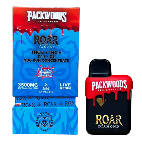 Roar x Packwoods Nug Run Concentrate 3500MG LIVE RESIN THC-B + THC-H, D11 +D8  - Fruit Punch