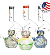 Phoenix Rising Bubble Base Water Pipe w/ Hook - 12"/Colors Vary