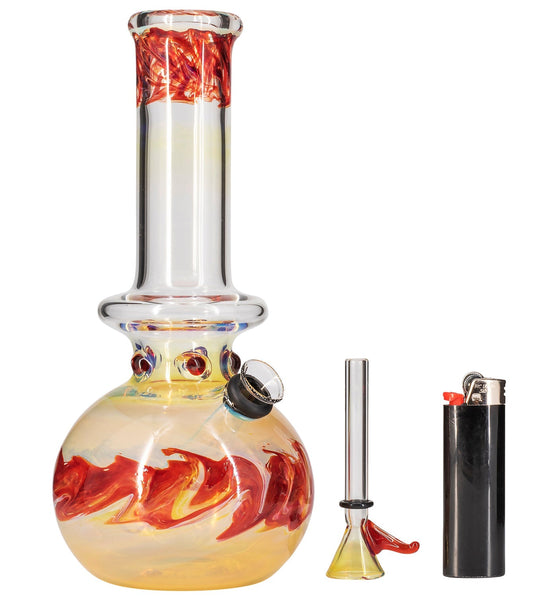 LA Pipes Time Traveler Silver Fumed Pull-Stem Bubble Bong 8"