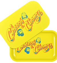 Cheech & Chong x Pulsar Metal Rolling Tray W/ Lid - Yellow Logo / 11" x 7"