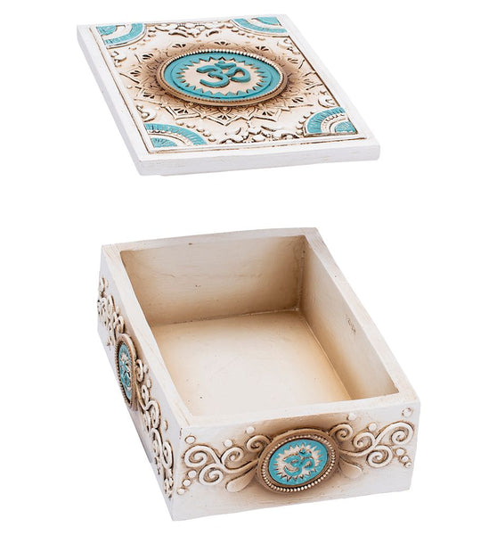 Fujima Om Symbol Tarot Polyresin Stash Box - 5.5"x 4"