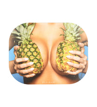 Pulsar Mini Metal Rolling Tray w/ Lid - Large Pineapples / 7"x5.5"